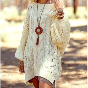 Three Bird Nest Golden Hour Bubble Sleeve Sweater Size S